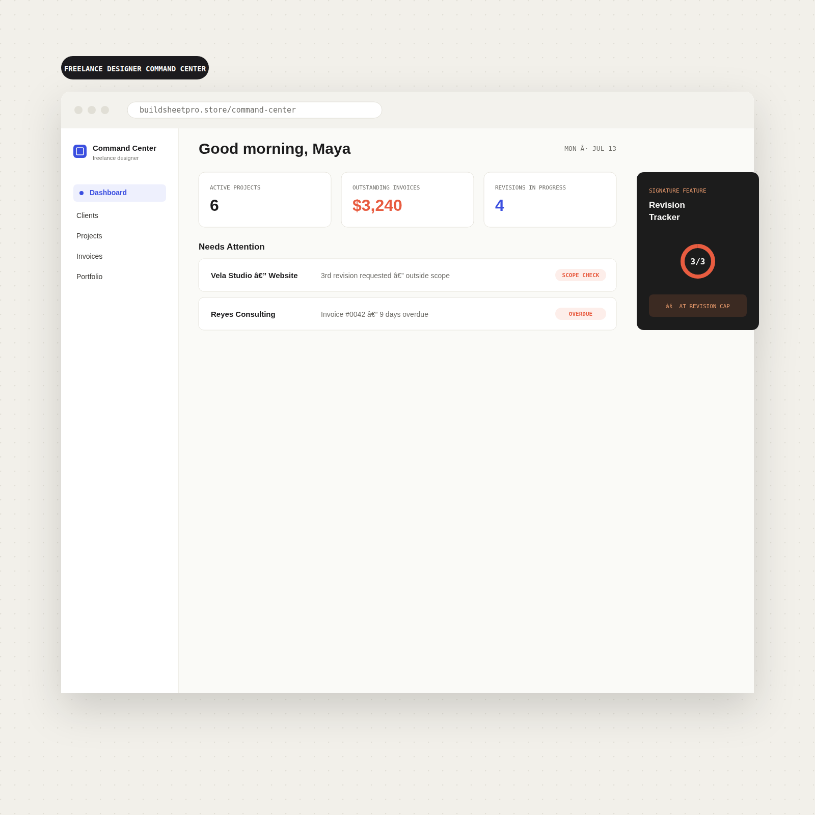 Freelance Designer Command Center — Notion System